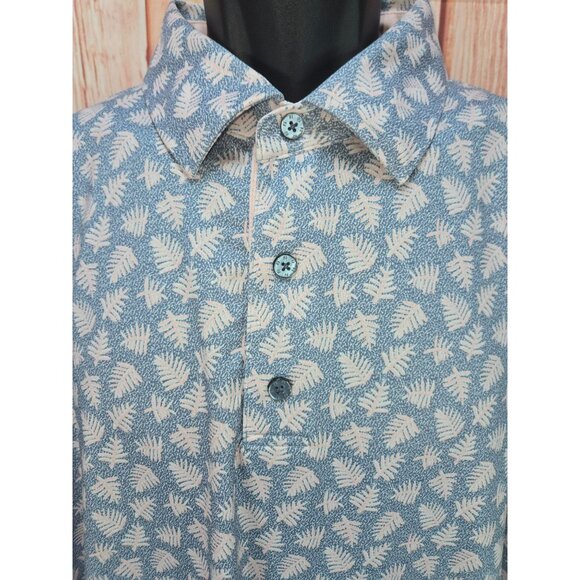 FootJoy Mens XL Polo Shirt Blue & Pink Leaf Print - Picture 3 of 8